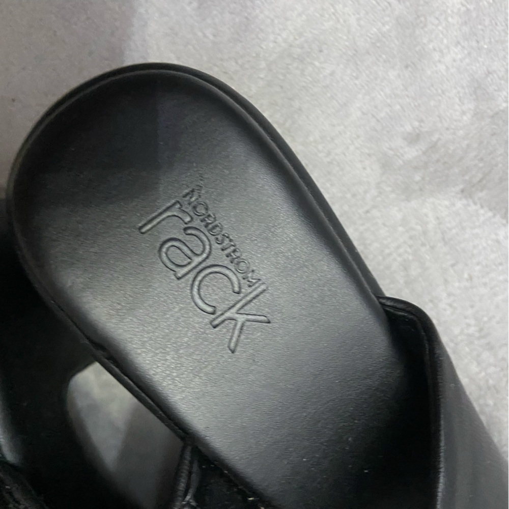 New! Nordstrom Black Women's platform Slide heeled Sandals black - Picture 7 of 8